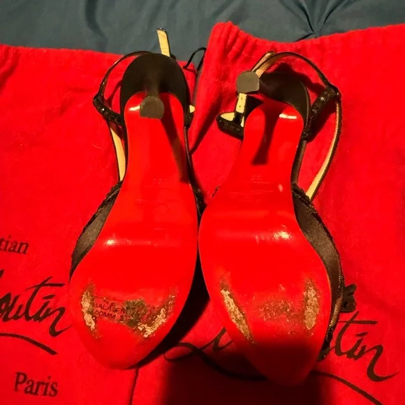 Christian Louboutin Black Patent Leather Platform Heels with Swarovski crystals - Picture 13 of 15